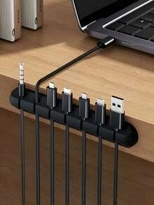 5pcs Magnetic Cable Management Clips - Multi-Functional Desktop Cable Organizer, Suitable For Lightning, USB-C And Micro Cables - Adheres To Wood, Marble, Metal, Glass - Black Stylish Design, Cable Holder - A - View 1
