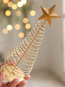 Artistic Christmas Tree Decoration, Gold Christmas Tree Tabletop Decor, Star Tree Topper, Iron Five-Pointed Star Decoration, Shiny Holiday Decor, Nordic Creative Mini Christmas Decoration, Suitable For Christmas Home Decor, Christmas Party Decoration - one-size - View 8