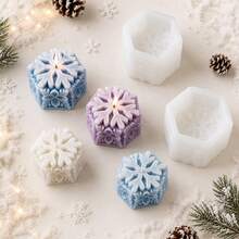 1pc Snowflake Candle Silicone Mold, Snowflake Shape, Suitable For Candle/Soap/Plaster Decoration, Easy To Demold, Multi-Functional Mold. Perfect For Christmas/Winter Decoration/Ice And Snow Theme Party, And DIY Craft Enthusiasts - A-White - View 3