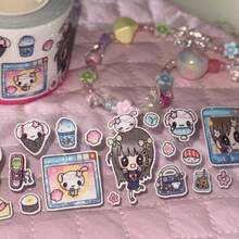 35cm/Loop Cute Y2K Space Girl Character Sticker Die Cut Dispensing Sticker DIY Deco Card Journal Scrapbooking Photo Card Phone Case Collage Supply - Black - View 1