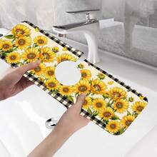 1pc Sunflower Pattern, Sink Faucet Absorbent Mat, Drainage Mat, Suitable For Kitchen, Bathroom Sink, Countertop, Drainage Mat, Diatomaceous Earth Material, Trimmable, Quick-Dry Mat - Multicolor - View 10