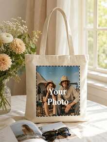 Personalized Custom Tote Bag And Clutch, Provide Your Image, Reusable Shopping Bag, Large Capacity Foldable Bag, Suitable For Daily Shopping - Multicolor - View 14