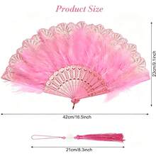 1pc Fairy Realistic Feather Fan, Suitable For Dance Party Stage Performance - Pink - View 9