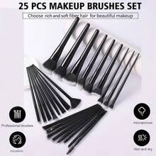 25pcs And 1pc Gift Makeup Brushes Set, Soft Dense Cosmetic Brushes For Foundation Powder Blush Eyeshadow Concealer Contour Highlight, Complete Face & Eye Makeup Brush Kit, Handles For Makeup Beginners And Daily & Party Makeup Application - Multicolor - View 2