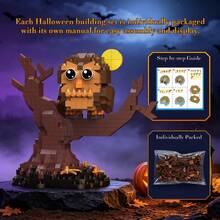 2058PCS Halloween Toy Building Blocks Set, 6 Styles Action Figures Building Blocks Diamond Bricks, Micro Particle Building Blocks, Model Assembly Toy, Owl, Pumpkin Suitable For Halloween Decoration, Halloween Gift Box, Gift - Multicolor - View 5