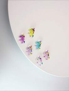 15pcs Mixed Color Unicorn Nail Art Charms, 3D Cartoon Cute Animal Resin Rhinestone Nail Decor, Phone Case Earring Hair Clip Decoration Small Accessories - Multicolor - View 2