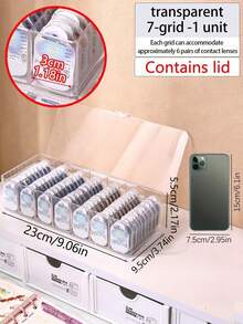 Leak-Proof Compact Contact Lens Case, Portable Mini Contact Lens Storage Box, Lightweight Travel Storage Box, Suitable For Halloween Cosplay Party, Daily Outdoor Carry - Clear - View 5