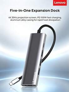 Lenovo S705 Type-C Docking Station To HDMI Cable, Aluminum Alloy Shell For Fast Heat Dissipation, Efficient Office Use, 4K 30Hz Screen Mirroring, PD 100W Fast Charging, Compatible With Desktop And Laptop - View 2