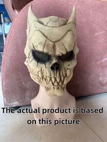 1pc Halloween Half Face Skeleton Latex Mask, Funny Cosplay Prop For Haunted House Party, Role Play Party Supplies - One Size Fits All - View 11
