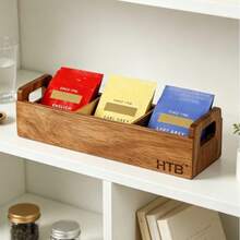 1pc Tea Storage Organizer Box, Solid Wood Laser Cut Hollow Tree Of Life Carved Square Divided Compartment Box With Lid, Suitable For All Seasons, Kitchen Countertop, Dining Table, Home Storage And Decoration - Multicolor - View 4