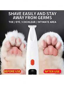 Electric Pet Clippers With LED Lighting (Suitable For Cats & Dogs) - Equipped With A Wide Blade Head For Gentle And Comfortable Trimming. Includes Charging Cable And Cleaning Brush. Battery Capacity: 500mAh. - View 2