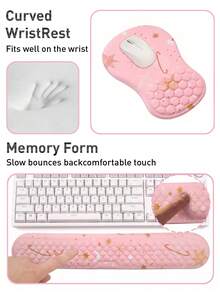 Pink Mouse Pad, Desk Pad, Suitable For Keyboard And Mouse. Ergonomic Desk Pad Set, Large Mouse Pad, Wrist Rest, Lovely Lady Desktop Accessories, Teacher Desktop Decoration Home Office - View 6