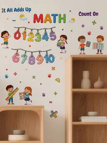 Cartoon Early Education Cognitive Wall Stickers 1-10 Numbers, Geometric Shapes, Party Animals, Math Arithmetic, DIY Peel And Stick Vinyl Decals For Kindergarten Children's Room Wall And Floor Decoration - Multicolor - View 11