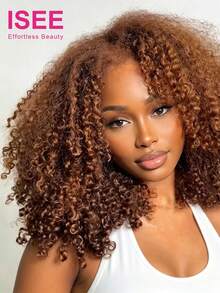 ISEE Tóc móc móc tóc người Kinky Curly Mermaid Braids 16-24 inch, đã chia sẵn, màu nâu đỏ, cho tóc tết Boho & Miracle Knots - S33 - Xem 3