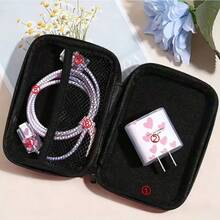 6pcs Sweet Heart Data Cable Protector Set, Hard Shell Heart-Shaped Storage Bag, Data Cable Charger Shell Charging Storage Large Capacity Storage Bag / Laser Protection Rope / Portable Storage Bag / Anti-Breakage Protector, Compatible With Apple 18/20W Charging Protection Storage, Essential For Students And Commuters, Perfect Gift For Best Friends - Multicolor - View 5