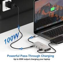 12-In-1 USB-C Hub WAVLINK, Triple Display Docking Station With Video Outputs, 85W PD Charging, Gigabit Ethernet, SD/TF Card Reader For Laptops/PCs - View 3