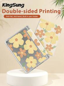 Kingsung بطانية حماية لوحي أكريليك بنمط زهور لوحة زيتية، فتحة قلم مدمجة، متوافق مع Pad Mini6/Mini7/9.7/10.2/10.9/Pro 11، Pad Air 8(M4)2026(11 بوصة)، Pad 10 2022(10.9 بوصة)، Pad 11(A16) 2025(11 بوصة) وغيرها من الموديلات. - متعدد الألوان - مشاهدة 4