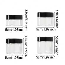 6pcs Small Travel Refillable Containers, Transparent Plastic Jars, Reusable Plastic Storage Containers, Round Plastic Jars, Kitchen Home Storage Containers, Black/White/Clear Screw Cap Sample Jars, 4 Sizes, Makeup Sample Dispenser Boxes - View 2