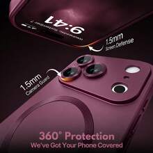 18 Pro Max 18 Pro 磨砂金屬磁吸手機殼，軍規級防震保護殼，附鏡頭保護，超薄防震手機殼，相容 iPhone 17 Pro Max 16 Pro Max 16e 17e 15 14 Plus 13 12 11 - 櫻桃紅 - 查看 2