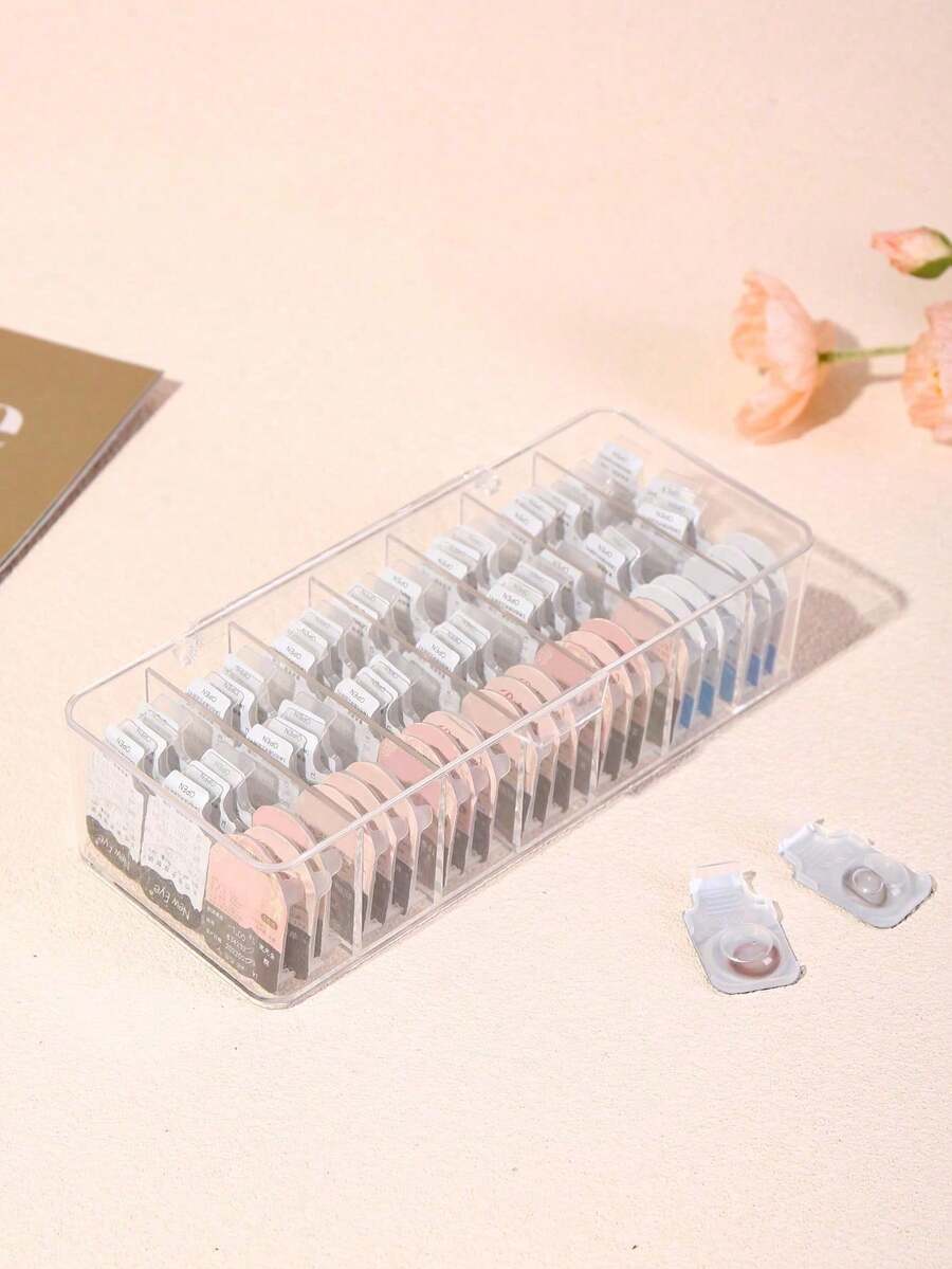 Leak-Proof Compact Contact Lens Case, Portable Mini Contact Lens Storage Box, Lightweight Travel Storage Box, Suitable For Halloween Cosplay Party, Daily Outdoor Carry - Clear - View 1