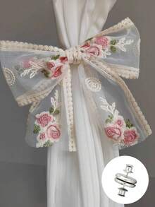 Flower Lace Embroidery Bow Curtain Tie Light Luxury Elegant Home Decoration Window Decoration And Accessories Strap, Storage Rope Tie Strap Strap - Multicolor - View 13
