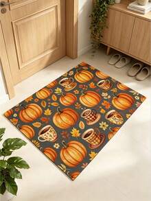 1PC Pumpkin Diatomite Absorbent Welcome Doormat, Christmas Halloween Decor Rug, Multi‑Purpose Mat For Stovetop, Coffee Station, Water Bar Counter, Indoor & Outdoor Front Door, Kitchen Home Decor Area Floor Mat - Multicolor - View 6