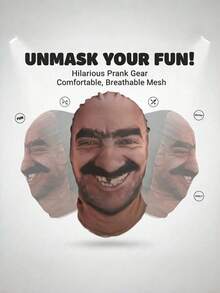 Breathable Mesh Full Face Mask With Realistic 3D Portrait Print, Fun Accessory For Parties, Cosplay And Creative Pranks, Perfect For Masquerade And Theme Parties - Multicolor - View 4