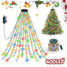 400/220 LED Christmas Indoor String Lights | Fairy Waterfall Tree Lights, USB Powered, 8 Modes, Suitable For Indoor Living Rooms, Terraces, Homes, Christmas Tree Decorations, Halloween Decorations, Autumn Home Decorations, Christmas Home Decorations - Christmas Waterfall Lights - View 7