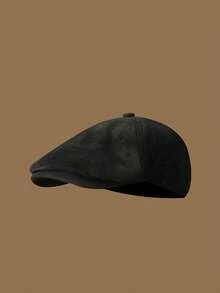 1pc Autumn/Winter Solid Color Suede Beret Hat, Unisex Vintage Versatile British Style Newsboy Cap, Suitable For Daily Wear - Multicolor - View 8