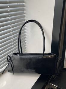 Tas Bahu Kecil Wanita yang Mengkilap, Modis, dan Serbaguna dengan Pita, Ringan, Minimalis, Warna Polos, Tas Ketiak dengan Detail Kerut, Cocok untuk Penggunaan Sehari-hari, Kasual, Perjalanan, Kerja, Liburan, dan Pelajar - Hitam - View 10