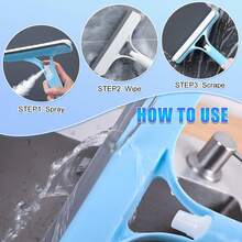 4-In-1 Glass Squeegee With Scrubber And Sprayer, 3-In-1 Window Cleaner, Multifunctional Handheld Window Squeegee, Sprays, Washes, And Wipes, For Windows, Tiles, Car Windshields, Mirrors, Bathroom Cleaning Tool, Kitchen, Bathroom, Home Household Items - Multicolor - View 4