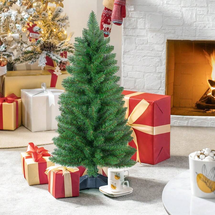 Pohon Natal Buatan 3 Kaki Mini untuk Meja, Pohon Pinus Hijau dengan 4 Kaki, Alas Plastik Stabil, Pohon Cemara Kecil untuk Meja, Dekorasi Natal, Rumah, Kantor, Pesta Liburan, Dekorasi Musim Dingin Dalam Ruangan - MultiWarna - View 1