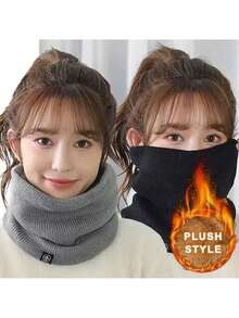 Fashionable Soft Knitted Neck Warmer, Neutral Thick Fleece Sports Scarf, Warm And Windproof, Suitable For Winter Skating, Running, Cycling, Skiing And Outdoor Activities - Multicolor - View 8