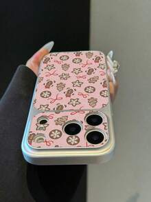 1pc TPU Christmas Gingerbread Man Bow Phone Case Compatible With Apple 17 Pro Max/17/16 Pro Max/15/13/12/11 Large Window Full Coverage Anti-Drop Soft Shell Protective Cover - Silver - View 2
