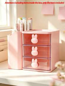 Mini Desktop Drawer Storage Box With Cute Rabbit Pattern Decoration, Plastic Multi-Layer Jewelry And Cosmetics Storage Box, Non Electric Desktop Storage, Suitable For Dressing Table, Bedroom, Office, Suitable For Storing Daily Necessities - Multicolor - View 13