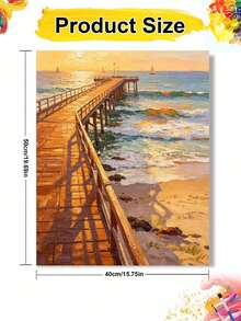 1pc Seaside Pier DIY Oil Painting By Numbers, Canvas Painting DIY Crafts, Adult Home Decoration, Holiday Gift. - Sets - View 9