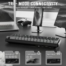 ATTACK SHARK X66 Gasket Wireless Mechanical Keyboard With Volume Knob,60% Bluetooth/2.4GHz/Wired Gaming Keyboard,RGB Backlit,OEM Tri-Color PBT Keycaps,66 Keys Hot Swappable For PC - Many - View 5