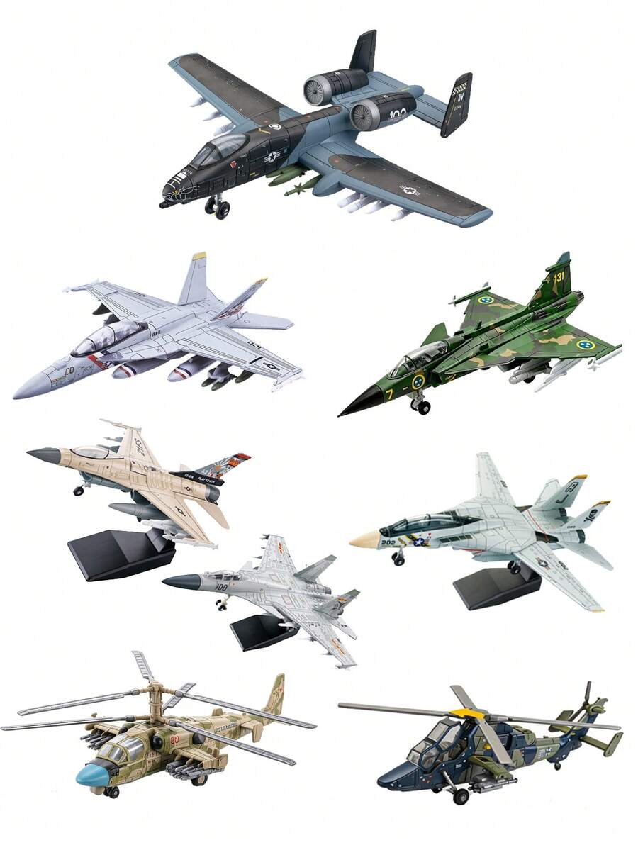 Military Series F-16 Fighter Jet Model Kit, KA-52 Helicopter Indoor Decorative Display, Back-To-School Gift, Boy's Toy Model, Birthday Present, Building Block Set