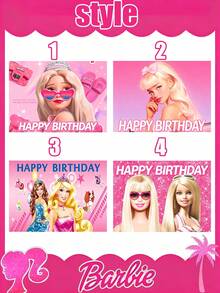 MASSDI Birthday Party Backdrop, Multi-Style Pink Portrait Print Photo Banner, High Definition Ink Printing, Foldable Polyester, Pre-Punched Holes Quick Setup, Perfect For Party Photo Booth, Dessert Table Background, Wall Hanging & Celebration Decor - Multiple Styles - View 4