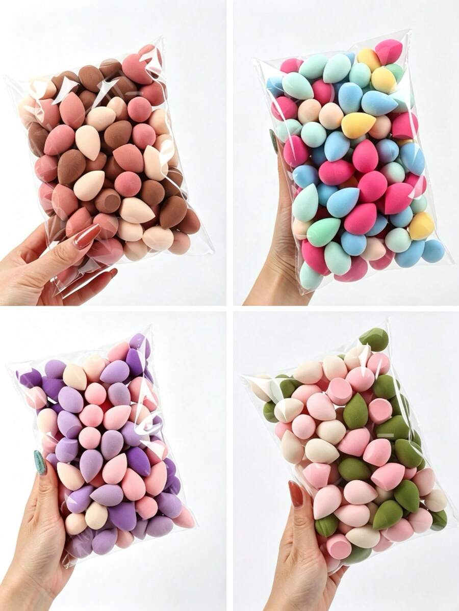 10/20/30/50/100Pcs Mini Makeup Sponge Blender Set, Multi‑Color Beauty Sponges, Wet & Dry Dual‑Use Soft Cosmetic Blending Sponge For Foundation Concealer, Portable Travel Makeup Tool, Great Gift For Her - Multicolor - View 1