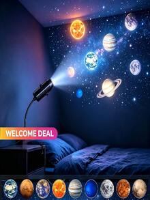 USB Star Projector Night Light, 2 In 1 Galaxy Star Projection Lamp, Dual Modes Romantic Starry Sky Atmosphere Light, USB Powered Holographic Star Light For Car Bedroom Home Decor, Christmas Gift - Black - View 4