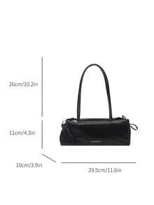 Tas Bahu Kecil Wanita yang Mengkilap, Modis, dan Serbaguna dengan Pita, Ringan, Minimalis, Warna Polos, Tas Ketiak dengan Detail Kerut, Cocok untuk Penggunaan Sehari-hari, Kasual, Perjalanan, Kerja, Liburan, dan Pelajar - Hitam - View 8