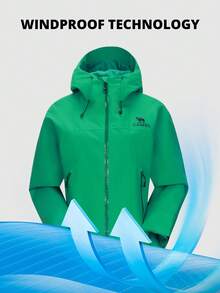CAMEL CROWN 女款春季防風外套戶外防水透氣連帽休閒輕量登山露營運動外套 - 青翠綠 - 查看 2