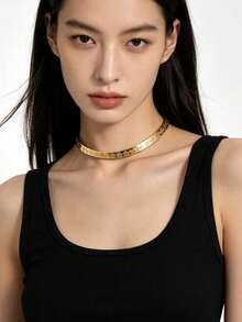1件極簡優雅創意百搭小眾設計V領項鍊，適合女性日常佩戴 - 金色團壽紋 - 查看 1