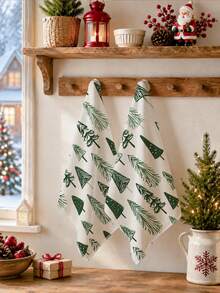 2pcs Christmas Minimalist Christmas Tree Pattern Kitchen Towels, Soft Polyester Material Dish Cloths, Suitable For Kitchen Decor, Kitchen Cleaning, Holiday Party Decoration, Kitchen & Bathroom Supplies Home Essentials, Home Decor, Housewarming Gift - Multicolor - View 7