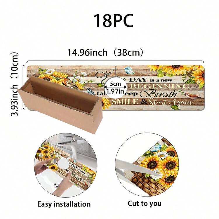 1pc Sunflower Faucet Mat, Floral Pattern, Sink Faucet Absorbent Pad, Drainage Mat, Suitable For Kitchen, Bathroom Sink, Countertop, Drainage Mat, Diatomaceous Earth Material, Trimmable, Quick Drying Mat - Multicolor - View 11