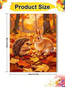 1pc Hedgehog And Rabbit DIY Oil Painting By Numbers, Canvas Painting DIY Crafts, Adult Home Decoration, Holiday Gift. - Sets - View 8