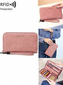 FOREVER MIYIN Women's RFID Blocking Zip Around Long Wallet, Vintage Purse With Wrist Strap And Pen Slot, ID Window, Coin Pocket, Multi Card Slots For Daily Use - Multicolor - View 11