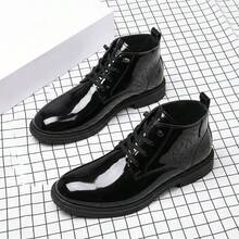 Byhode Men's Thick Sole Dress Shoes, Fashion Lace-Up Oxford Shoes, Suitable For Business, Daily Wear, Formal Occasions And Wedding Accessories - Black - View 7