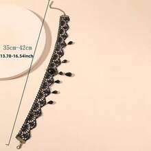 1pc Gothic Style Black Tassel Lace Short Necklace Choker For Women, Suitable For Vacation, Party, Daily Wear, Halloween Costume Accessory - Gothic Necklace - View 10